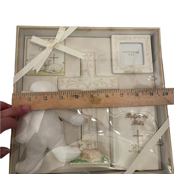 Baby Gift Set with Cross, Lamb, Frame, Bible 10”x10” box - Picture 5 of 5